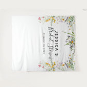 Trouwfeest achtergrond fotohokje met wilde bloemen wandkleed (Voorkant (horizontaal))