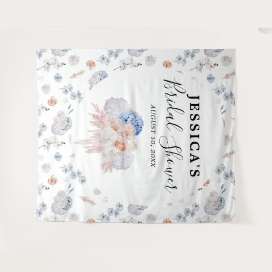 Trouwfeest achtergrond met bloemen Fotocabine Wandkleed (Voorkant (horizontaal))