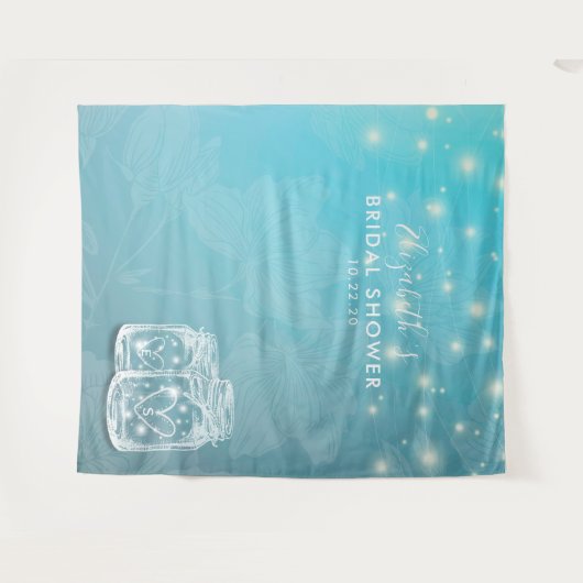 Trouwfeest achtergrond met koppel Mason-potten en  Wandkleed (Voorkant (horizontaal))