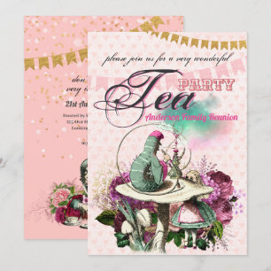 Trouwfeest Alice in Wonderland Thee Feestje Custom Kaart