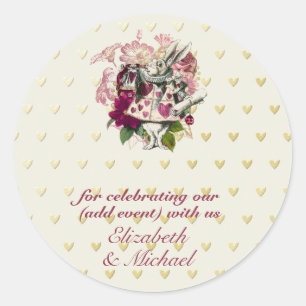 Trouwfeest Alice in Wonderland Thee Feestje Custom Ronde Sticker