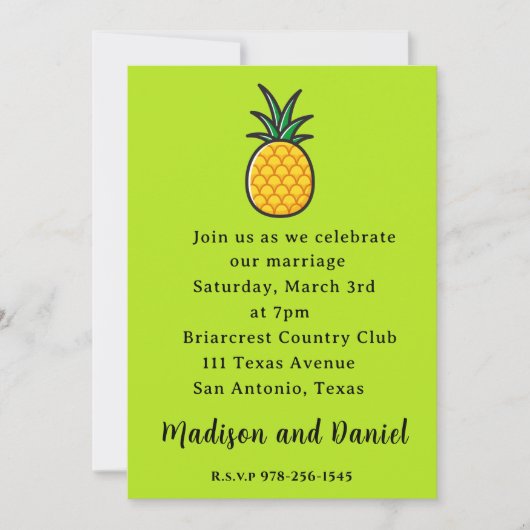 Trouwfeest Ananas Tropisch Kaart (Voorkant)