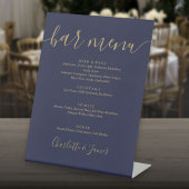 Trouwfeest Bar Menu in Navyblauw Goud Signature Sc Reclamebord Met Voetstuk