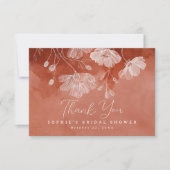 Trouwfeest Bedankkaart van Terracotta met Bloemen (Voorkant)