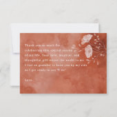 Trouwfeest Bedankkaart van Terracotta met Bloemen (Achterkant)