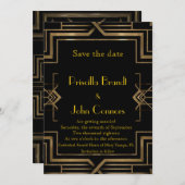 Trouwfeest, Bewaar de datum, zwart & goud, Grote-G Kaart (Voorkant / Achterkant)