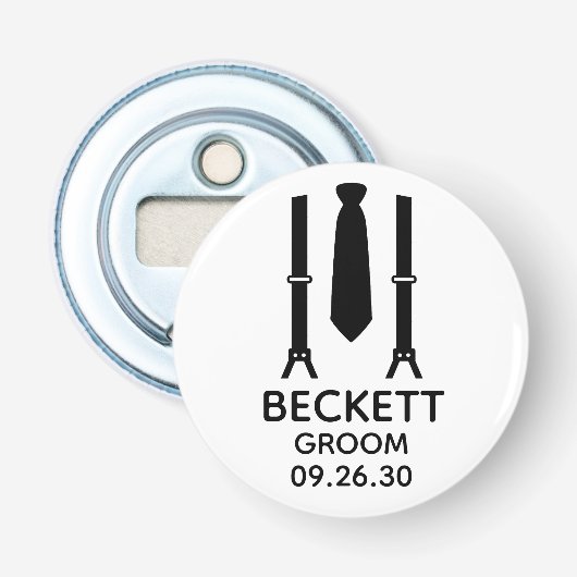 Trouwfeest Black Tie Button Flesopener (Voorkant)