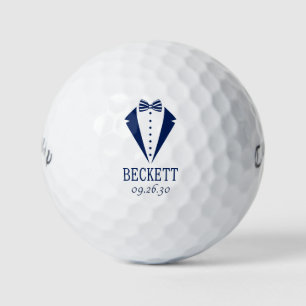 Trouwfeest Blauwe Smoking Met Gestreepte Vlinderda Golfballen