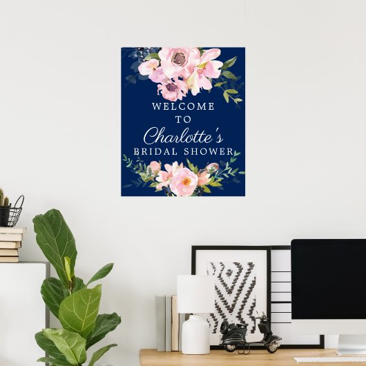 Trouwfeest 'Blush Roses & Peonies' Welkomstbord Poster (Thuiskantoor)
