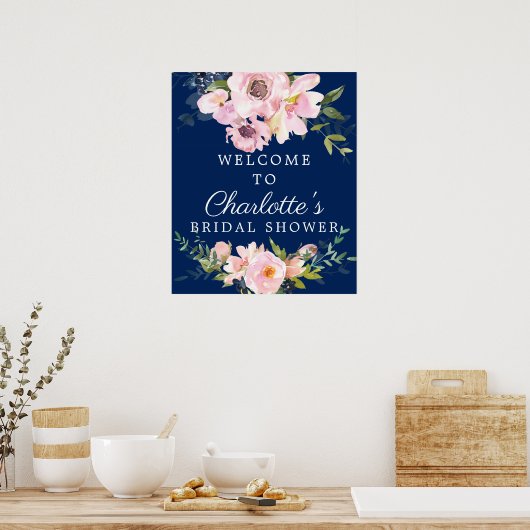 Trouwfeest 'Blush Roses & Peonies' Welkomstbord Poster (Keuken)