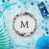 Trouwfeest bord met monogram en pruim pioenrozen (Feest)