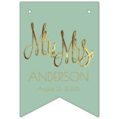 Trouwfeest Bord Mint Green en Faux Gold Foil Vlaggetjes (Derde vlag)