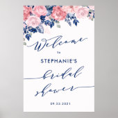Trouwfeest bord 'Navy Blue Blush Romance' Poster (Voorkant)