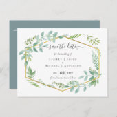 Trouwfeest botanische tuin bladgroen briefkaart (Voorkant / Achterkant)