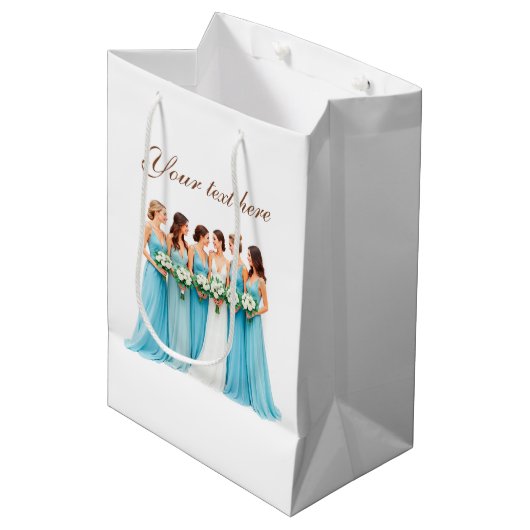 Trouwfeest bruid aanpasbaar medium cadeauzakje (Voorkant Gekanteld)