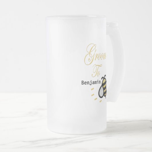 Trouwfeest Bruidegom Persoonlijk Matglas Bierpul (Voorkant rechts)