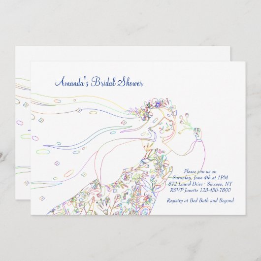 Trouwfeest Bruidsfeest Uitnodiging (Voorkant / Achterkant)