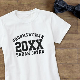 Trouwfeest Bruidsmanvrouw Naam Jaar T-shirt
