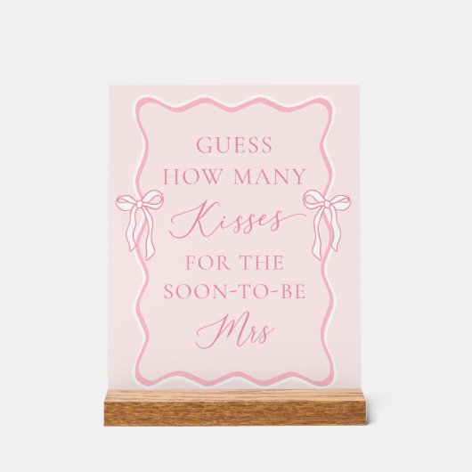 Trouwfeest Bruidsmeisjesfeest Raad hoeveel kusjes Acryl Bord (Voorkant)