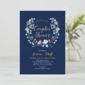 Trouwfeest Bruiloft Navy & Goud Boho Bloemstuk Uit Kaart (Staand voorkant)