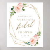 Trouwfeest Bruiloft Welfeestbord met Bloemmotief i Poster (Voorkant)