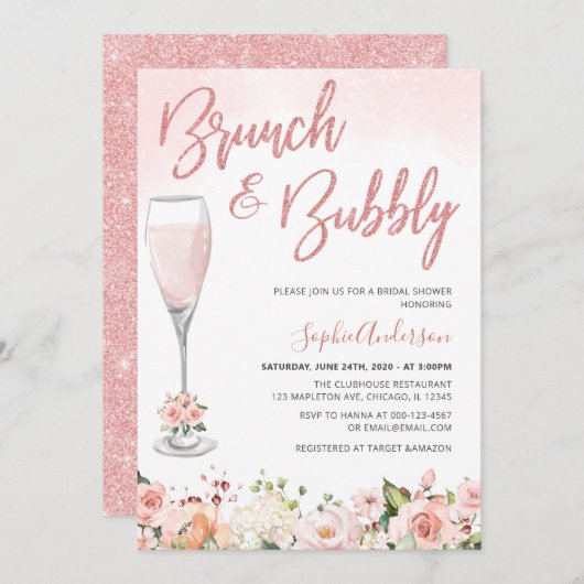 Trouwfeest Bruiloftsontbijt Met Roze Gouden Roze E Kaart (Voorkant / Achterkant)