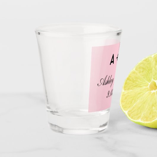 Trouwfeest cadeau Blush Modern Persoonlijk Shot Glas (Links)