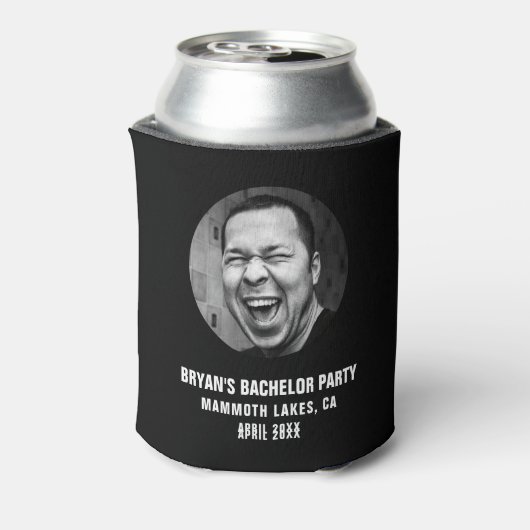 Trouwfeest cadeau op maat voor de bruidegom met fo blikjeskoeler (Blikje Achterkant)