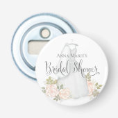 Trouwfeest cadeau Roze Bloem Roos Button Flesopener (Voorkant)