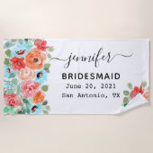 Trouwfeest Cadeau voor Bruidsmeisje, Op Maat Strandlaken (Voorkant)