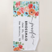 Trouwfeest Cadeau voor Bruidsmeisje, Op Maat Strandlaken (Voorkant)