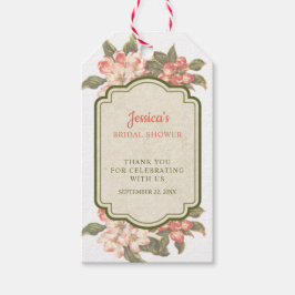 Trouwfeest cadeautag met vintage appelbloesem cadeaulabel