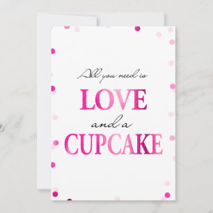 Trouwfeest Cupcake Bord Roze Magenta Confetti Kaart