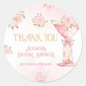 Trouwfeest Dank Je Wel Roze Goud Bloem Ronde Sticker (Voorkant)