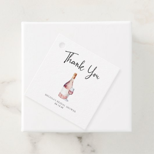 Trouwfeest Dank Je Wel Roze Wijn Bedankjes Labels (In situ)