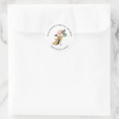 Trouwfeest Dankjewel Schoen met Bloemen Gouden Hog Ronde Sticker (Tas)