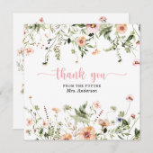 Trouwfeest Dankkaart Roze Wilde Bloemen Bedankkaart (Voorkant / Achterkant)