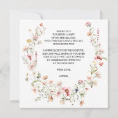 Trouwfeest Dankkaart Roze Wilde Bloemen Bedankkaart (Achterkant)