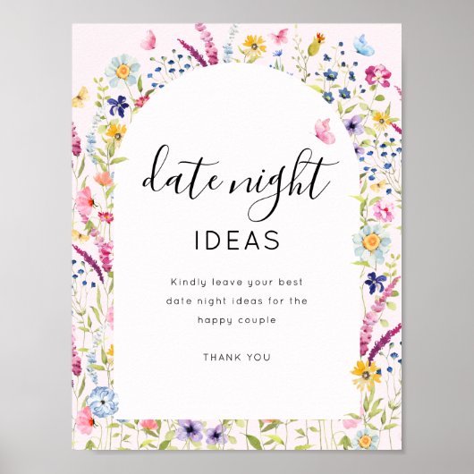 Trouwfeest 'Date Night' bord Poster (Voorkant)