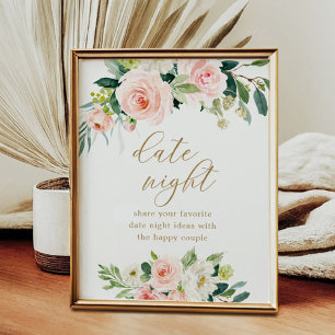 Trouwfeest Datum Avond Ideeën Bloemen Bord Poster