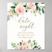 Trouwfeest Datum Avond Ideeën Bloemen Bord Poster (Voorkant)