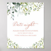Trouwfeest datum avond pot bord met leuke groene b poster (Voorkant)
