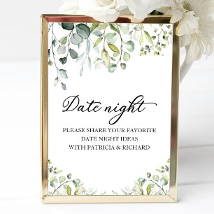 Trouwfeest datum avond pot bord met leuke groene b poster