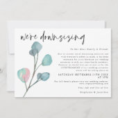 Trouwfeest Downsizing Script Moderne Eucalyptus Aankondiging (Voorkant)