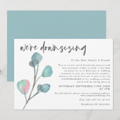 Trouwfeest Downsizing Script Moderne Eucalyptus Aankondiging (Voorkant / Achterkant)