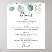 Trouwfeest drankjes menu bord in zomer groene euca poster (Voorkant)