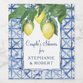 Trouwfeest Elegant Waterverf Citroen met Shibori Wijn Etiket (Enkel label)