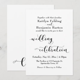 Trouwfeest Elegant Zwarte Schrift op Wit Kaart