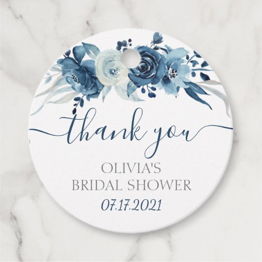 Trouwfeest Favor Merklabels met Marine Bloemen Bedankjes Labels (Voorkant)