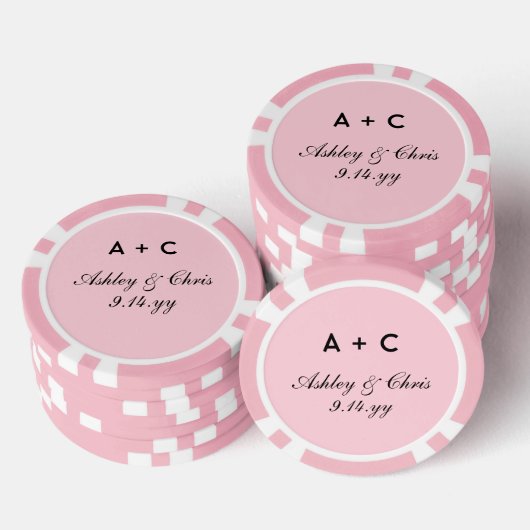 Trouwfeest favor met roze moderne personalisatie poker chips (Opstapeling)
